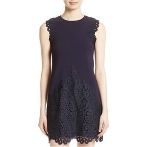Ted Baker London Luccia Lace Trim Dress Navy Blue